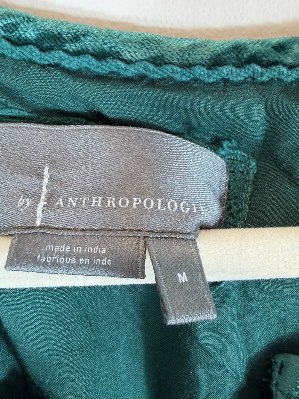 Anthropologie Somerset Velvet Emerald Green Velvet Tiered V-NeckMaxi Dress M - Picture 2 of 8